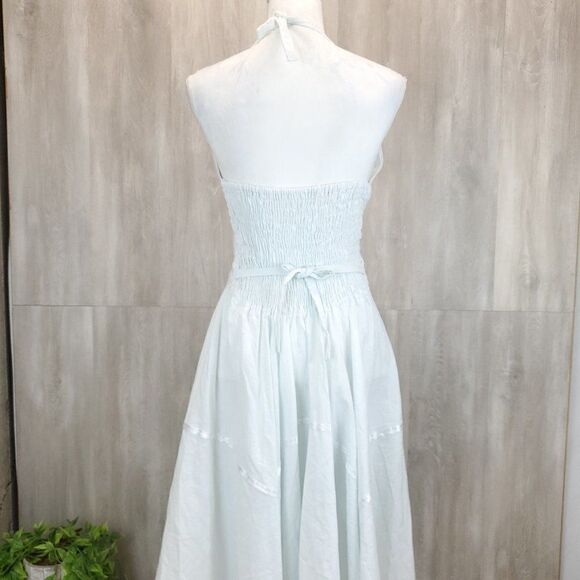 Vintage Gauzy Linen Floral Asymmetrical Midi Dress F-0154 - Picture 5 of 9